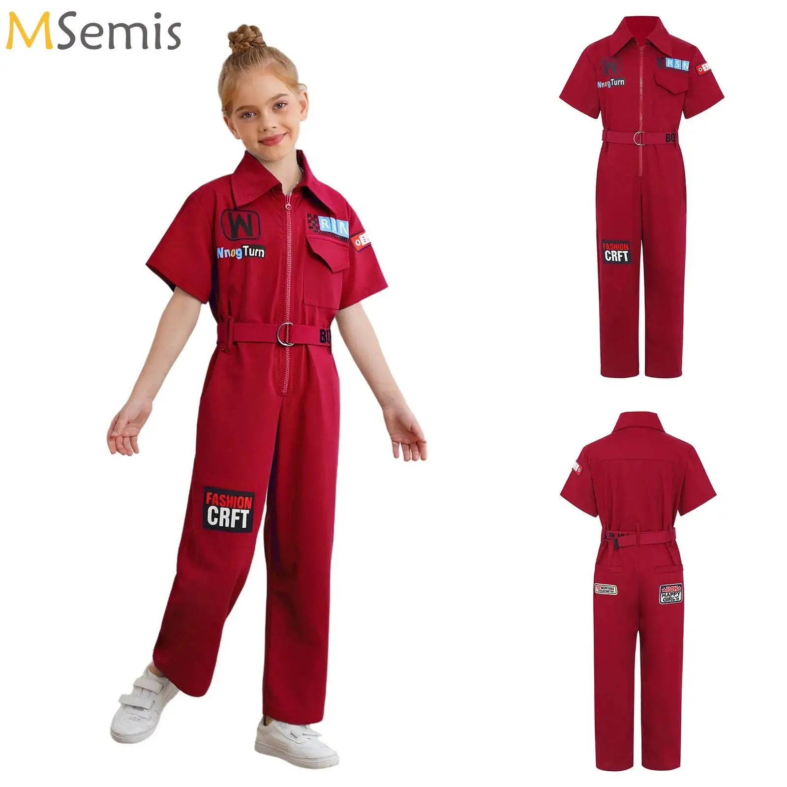 

Boys Hip Hop Coveralls Bodysuits+Belt Girls Cargo Pants Workwear Jumpsuits Kids Street Dance Rompers Costume Child Streetwear