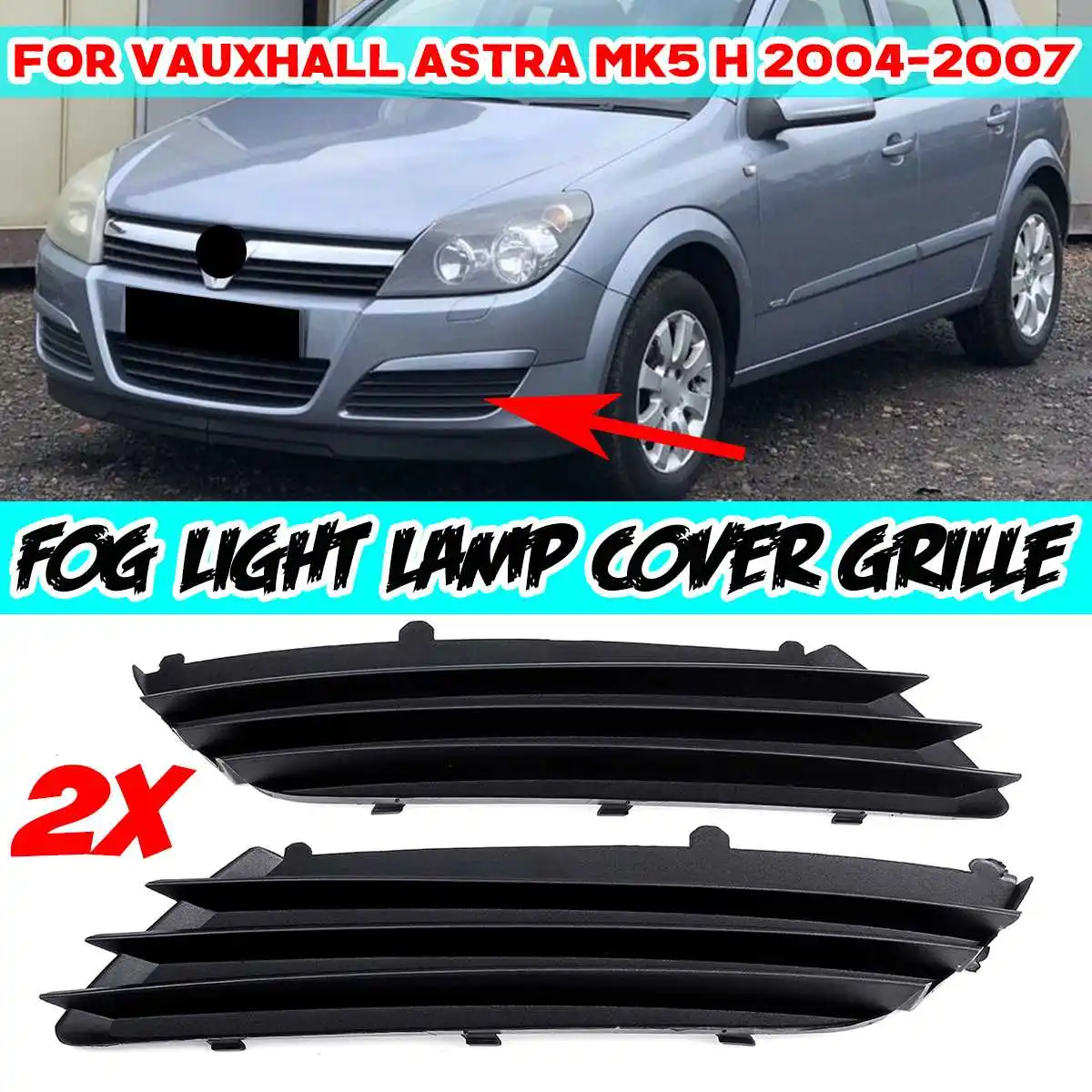 New Car Front Fog Light Grille Grill Fog Lamp Grille Grill Cover Trim For Vauxhall For Astra MK5 H 2004-2007 1400307 1400308