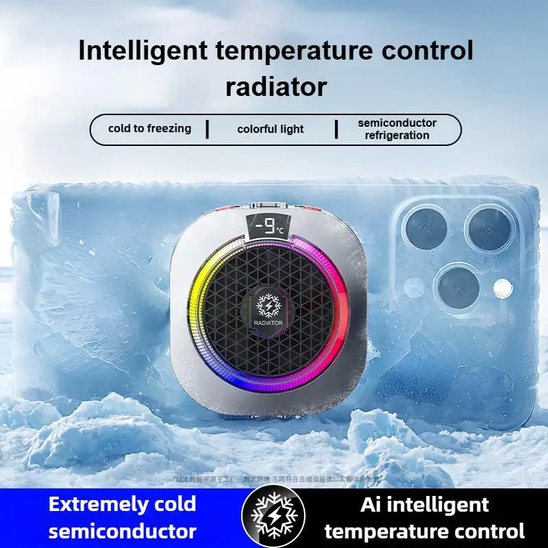 

NEW TH16 Pro Mobile Cooler 24W Magnetic Clip-On Ice Cooling Radiator Digital Display RGB Light Gaming Temperature Control