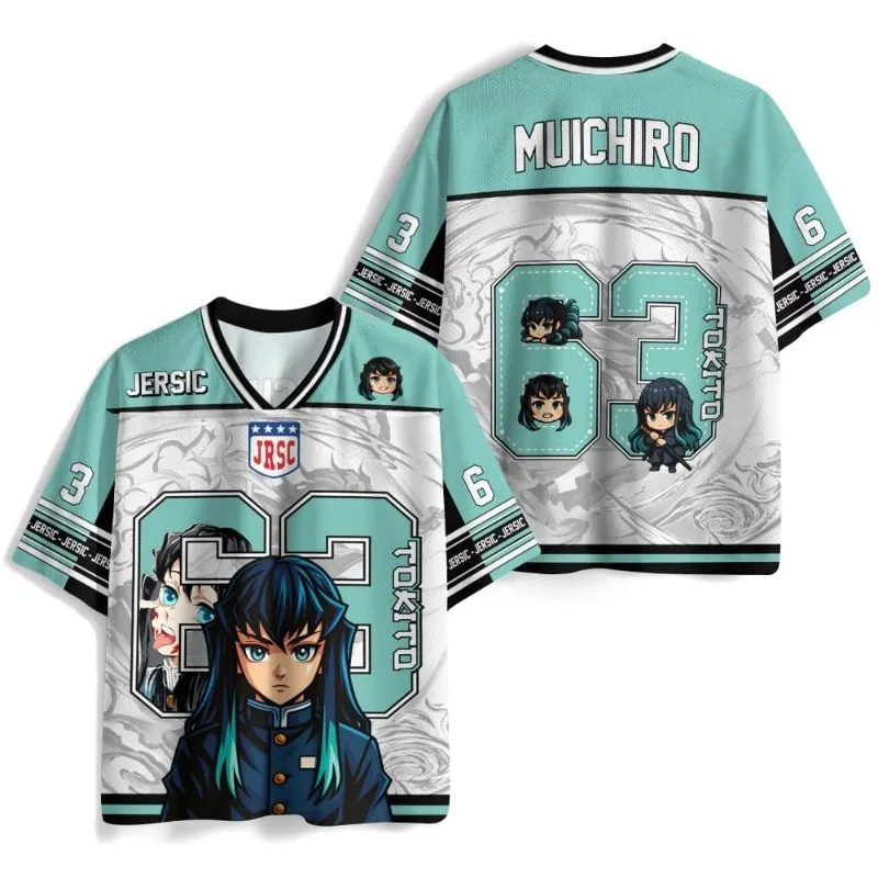 2026 New Demon Slayer: Kimetsu No Yaiba Tokito Muichiro Anime Jersey, Mesh Breathable T-Shirt, Unisex, Children's Sports Top