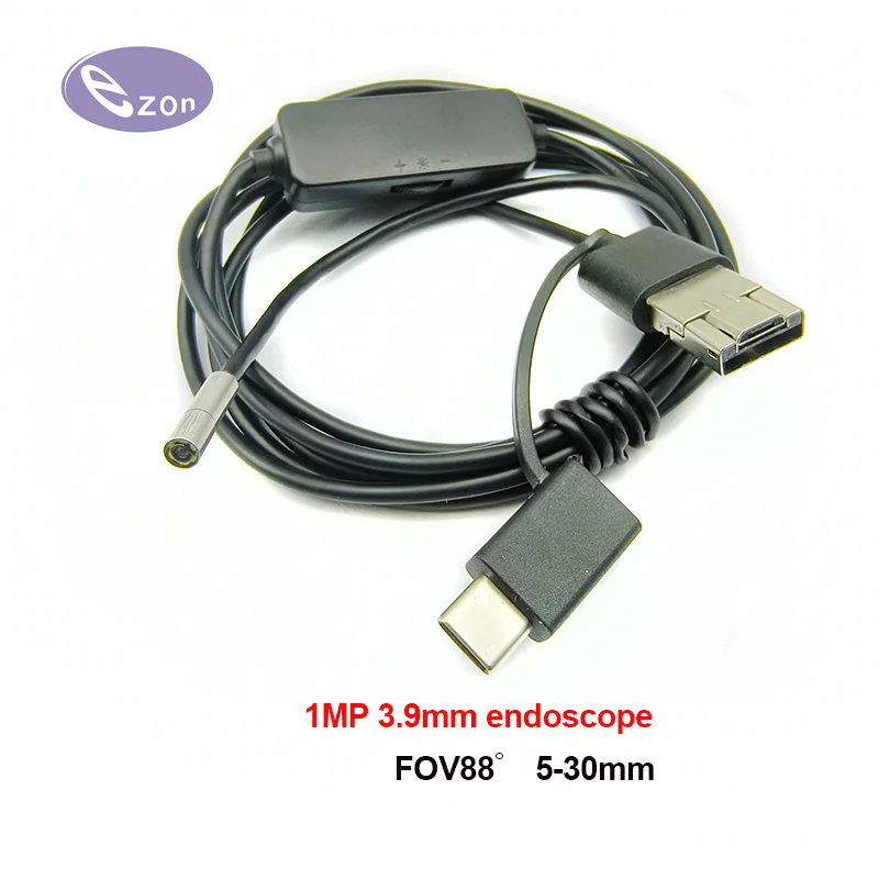 1MP USB endoscope 3.9mm FOV88゜ IP67 waterproof 3-in-1 cable industrial steering endoscope