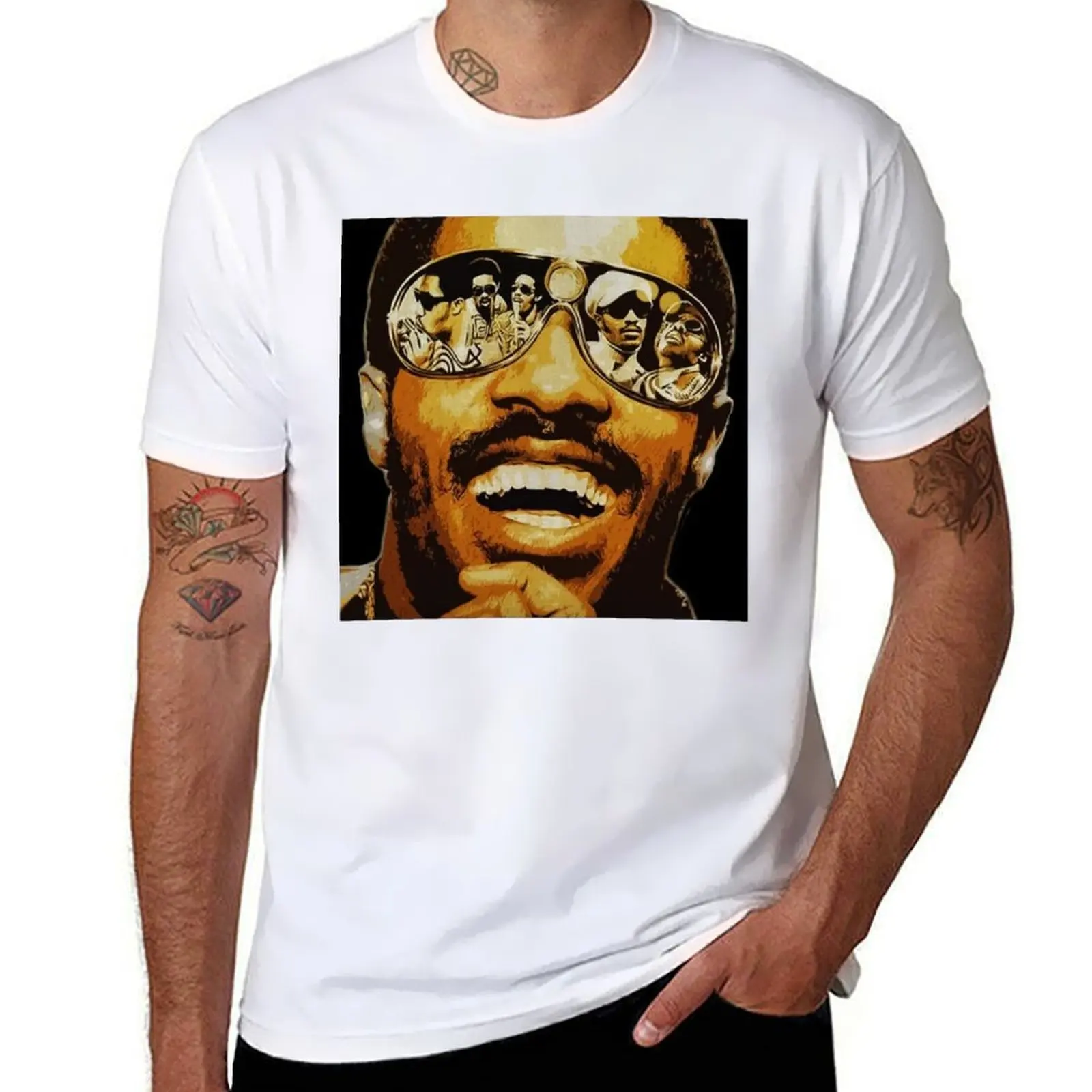 

Stevie Wonder Poster T-Shirt man t shirt summer men t shirt cotton 100% man t shirts for men T-shirt