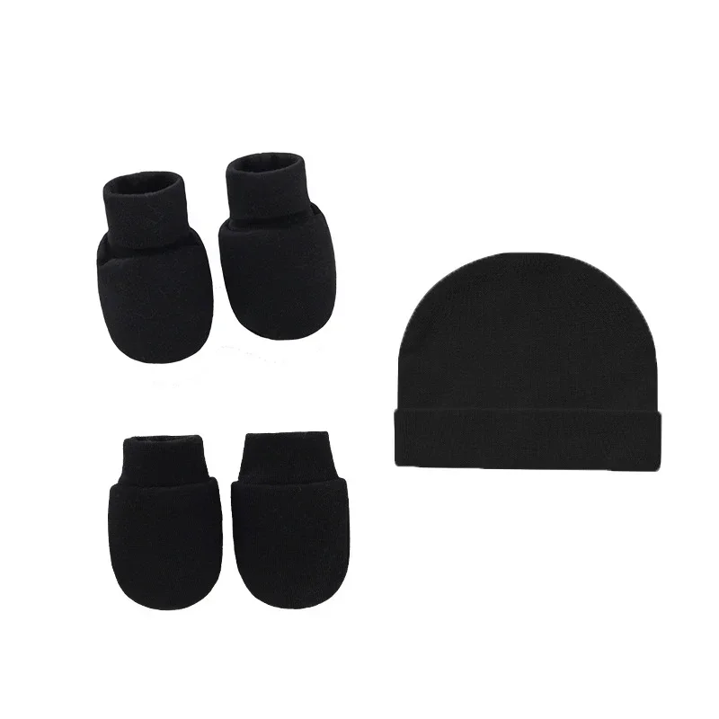 High Quality Soft Cotton 3 in One 0-12M Baby Mittens and Socks Baby Newborn Soft Hat Anti-scratch Handguard Glove Set