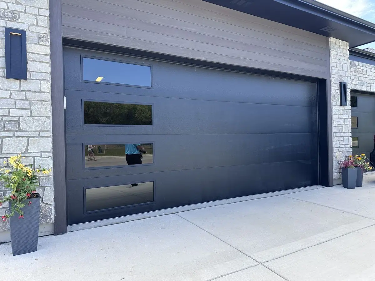 DN Sectional Garage Doors with Tempered Glass Heat Insulated Garage Rolling Doors Aluminium Sandwich Panel Overhead Garage Door