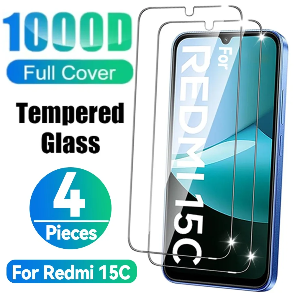 

1-4 шт. закаленное стекло 9H для Redmi 15C, защитная пленка для экрана Ultra HD, полное покрытие, защита от царапин, защитные пленки для Xiaomi Redmi 15C