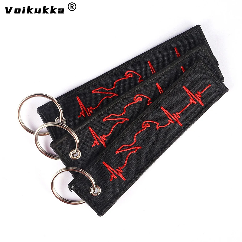 Voikukka Jewelry 2022 New Product HOONIGAN LAUNCH KEY Both Sides Embroidered Motorcycle Keychain Wholesale For Men Boyfriend