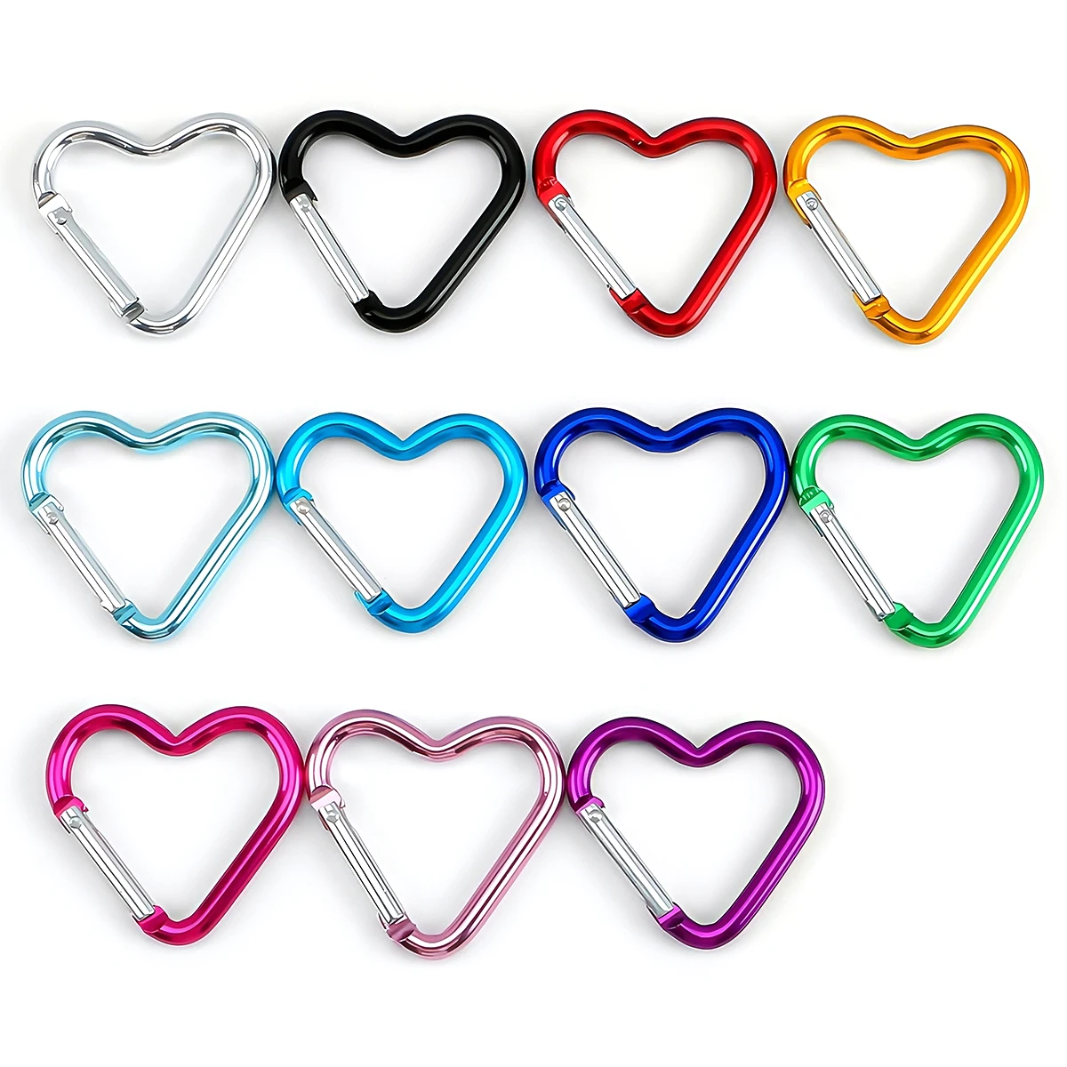 Herzförmiger Aluminium-Karabiner Schlüsselanhänger Clip Outdoor Camping Schlüsselring Federhaken Wasserflaschenhaken Reisezubehör – Detail 7