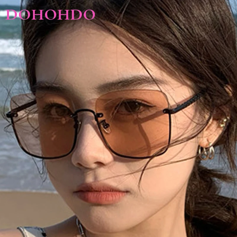 

Luxury Fashion Square Sunglasses Men Women Metal Half Frame Eyewear Vintage Outdoor UV Protection Sun Glasses UV400 Eyeglasses