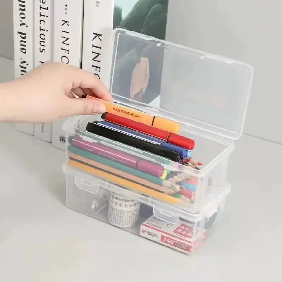 1PC Transparent Pencil Case Sketch Plastic Pencil Case Storage Case Art Student Pencil Case Large Capacity Toolbox