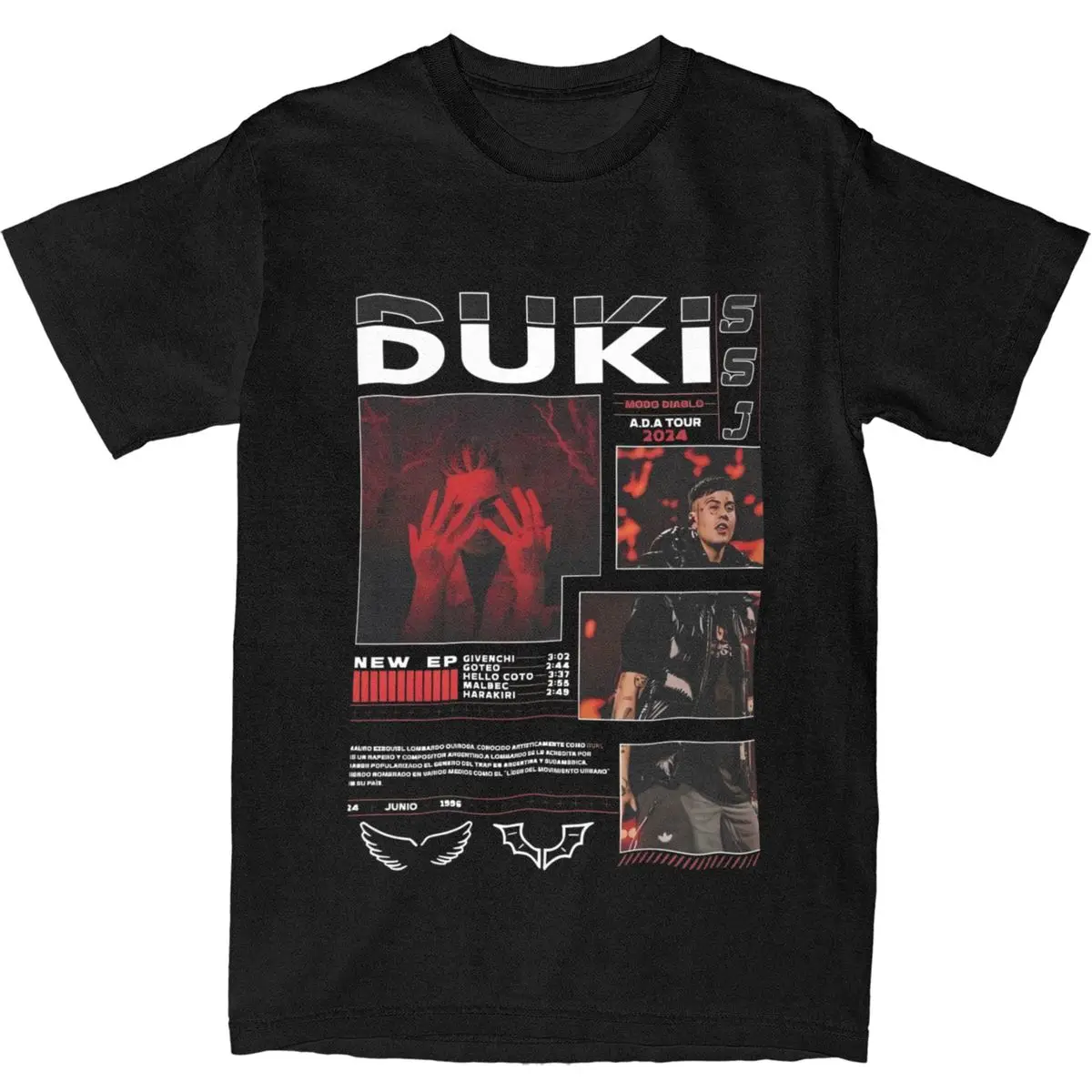 Duki ADA Tour 2024 T-Shirt Male Y2K Retro 100 Cotton T Shirts Summer Comfortable Harajuku Tee Shirt Hot Sale Oversized Tops