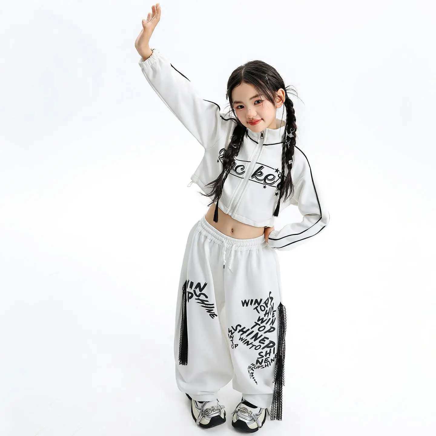 

Girls Hip Hop Crop Jacket Gradient Pants K-pop Clothes Sets Kids Jazz Street Dance Sweatpants Child Streetwear Tracksuit Outfits