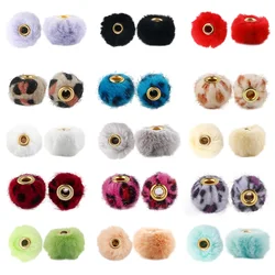 20Pcs/lot 20MM Pompom Beads Plush Fur Covered Ball Bead Charms Straight Hole Big Hole Spacer Beads For Handmade Jewelry Access
