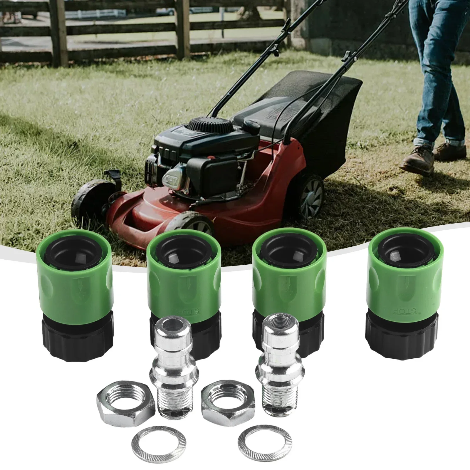 

Lawn Mower Deck Wash Kit With Deck Wash Adapter Nozzle Quick Connector Blade Nut Garden Power Tools Hot Selling