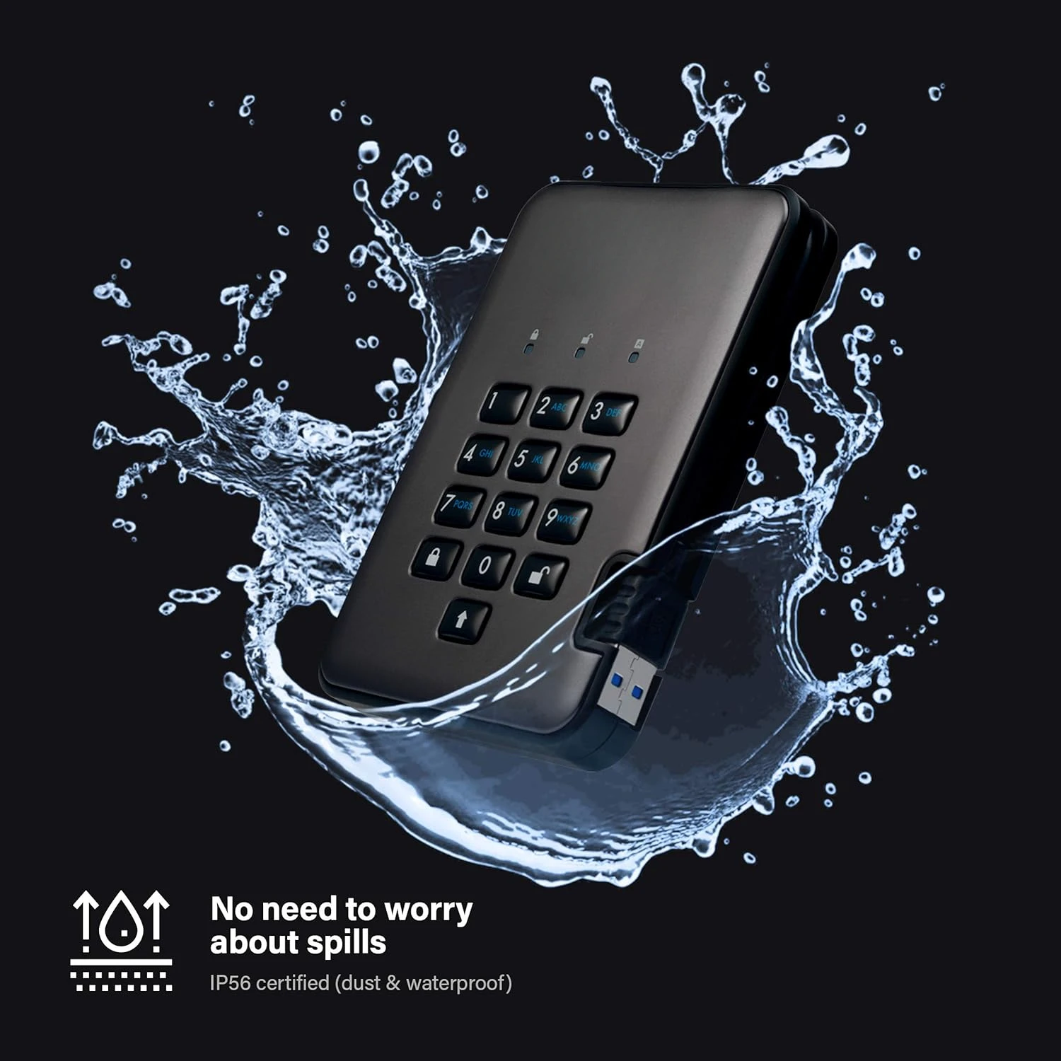 Secure Portable Hard Drive FIPS Level 3 Certified Password Protected Dust/Water-Resistant | Hardware encryption