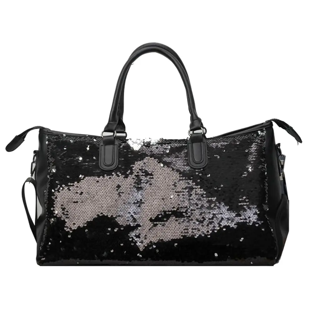 Premium Large Capacity Gym Travel Yoga Bag for Women Sequin Handbag with Wet or Dry Compartment