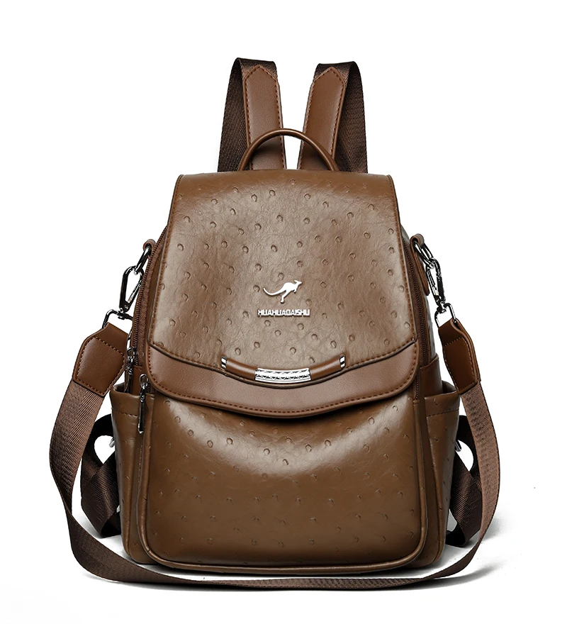 

2026 New High quality women's backpack pu leather travel backpack for girl laptop bag schoolbag mochilas mujer femininas