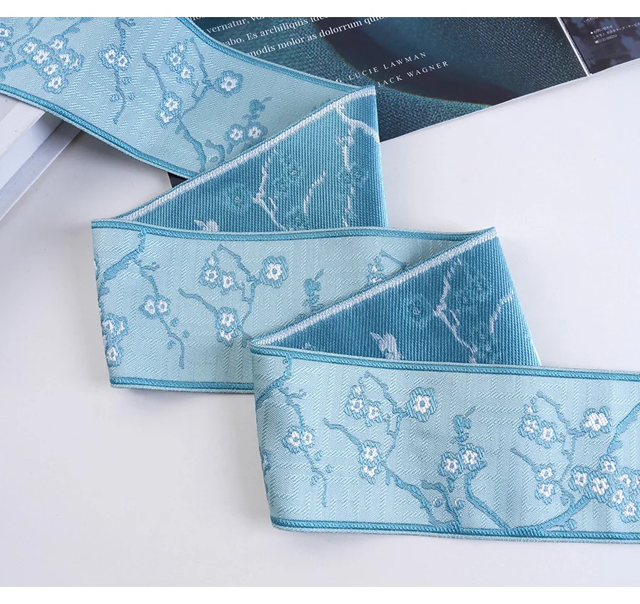 25Meters/Roll Flower Pattern Woven Jacquard Decoration Ribbon for Bags Home Furniture DIY 9CM Wide Sewing Straps Trim