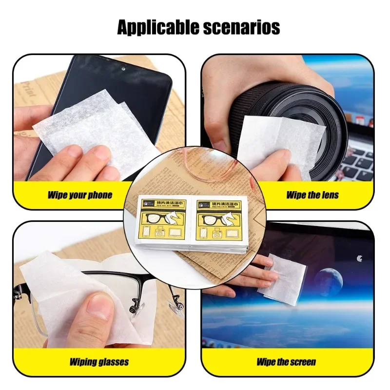 10-100Pcs Glasses Cleaner Wet Wipe Portable Independent Packaging Disposable Glasses Cloth Car Mirror Camera Lens Wiping Cloth