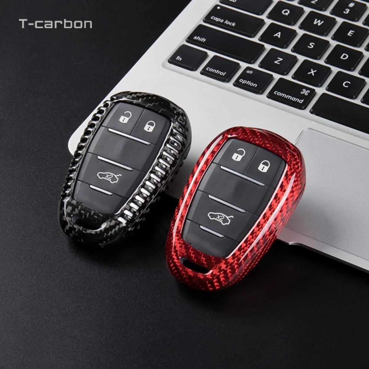 T-carbon 3 Button Carbon Fiber Key Case Car Cover For Alfa Romeo Giulia Stelvio 2017 2018 For Smart Remote Shell Auto