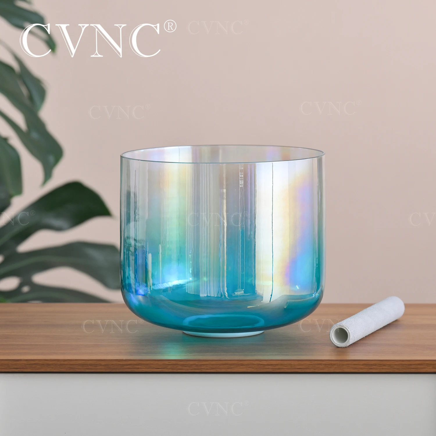 

CVNC 7 Inch Dream Sunny Sea Color Clear Cosmic Light Quartz Crystal Singing Bowl for Meditation and Sound Healing with mallet