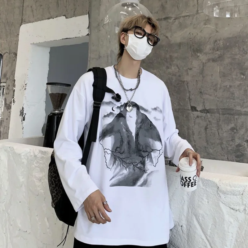 Streetwear T Shirt for Men Vintage Oversized Long Sleeve Tees Tops Summer Casual Funko Pop Manga Graphic Tshirt Gym Clothing Men