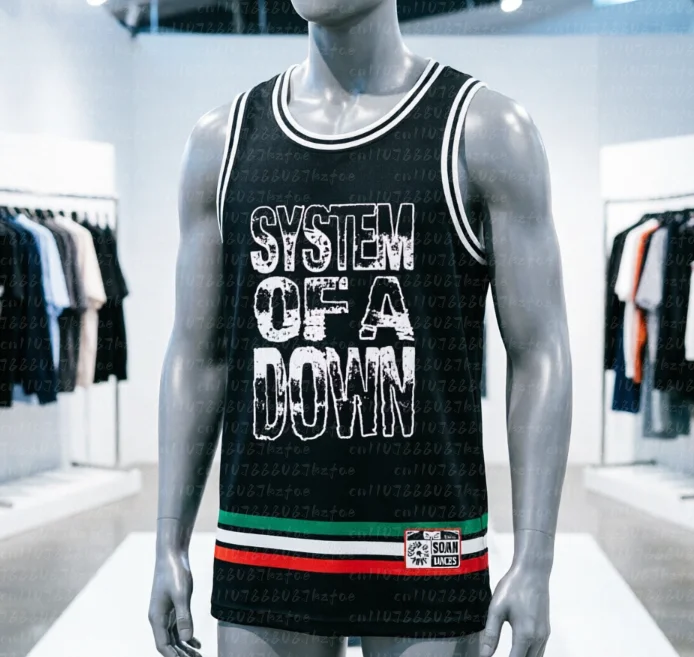 System of A Down SOAD Rock Band Basketball-Trikot, ärmelloses Tank-Top, Heavy-Metal-Musik, Streetwear, Weste, Sportbekleidung, FamilyMatching – Detail 4