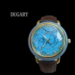 DUGARY Fashion quartz watch turquoise for men 43mm Health Wristwatch round Waterproof luminous crystal Relogio Masculino