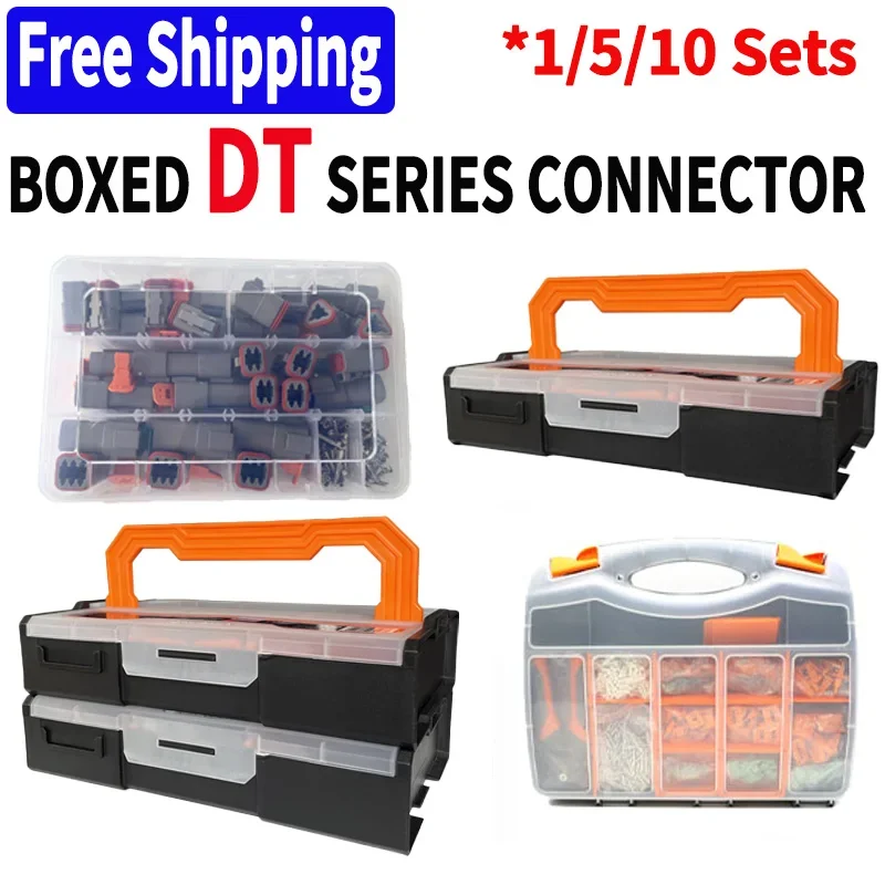 1/5/10Sets Boxed Deutsch Type Connector Kit Waterproof Wire DT Series Connector Set DT06 04 2/3 / 4 Pin 6/8/12 Pin Sealed Plug