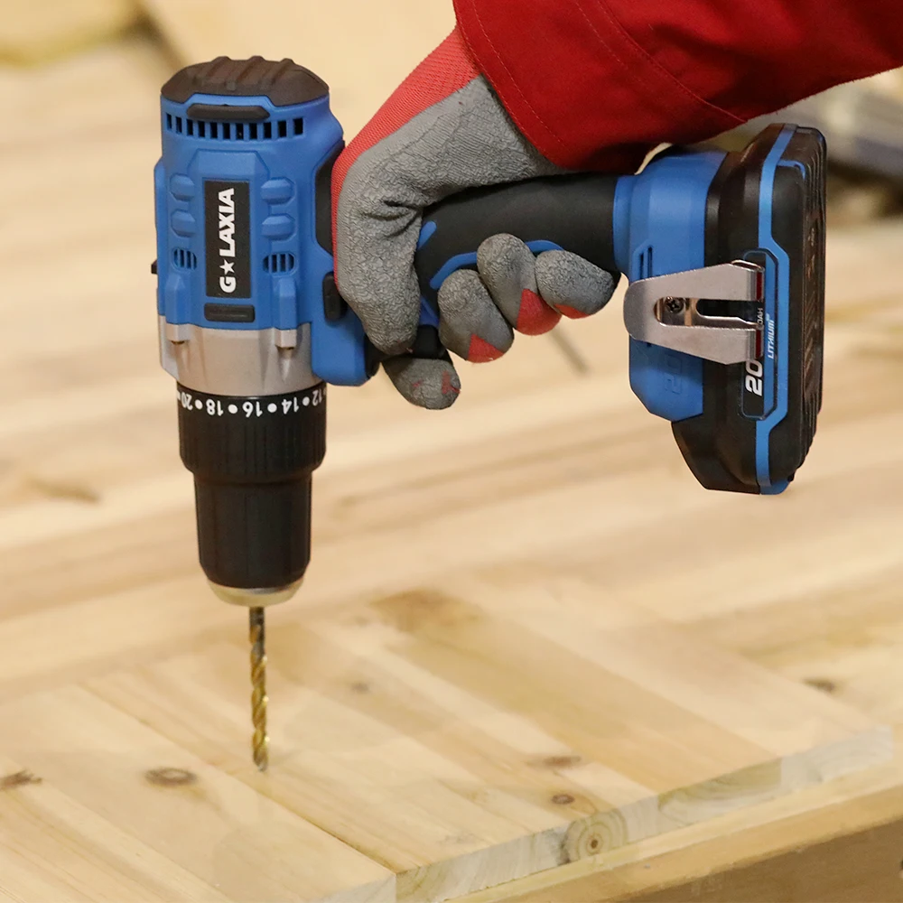 

2025Professional 20V 13mm Brushless Cordless Electric Drill Drilling Machine Wood Working Tool Power Tools With Battery