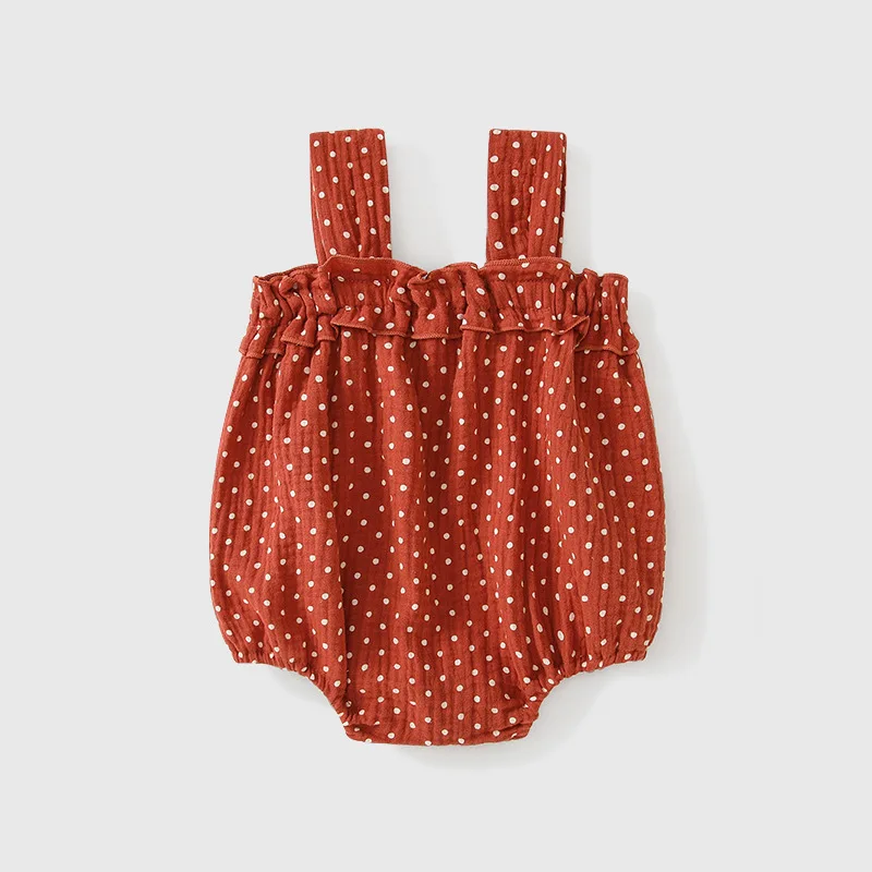 New Summer Baby Girl Korean Style Sleeveless Polka Dot Triangle Romper Cotton Kawaii Newborn Going Out Bodysuits 0-1 Years