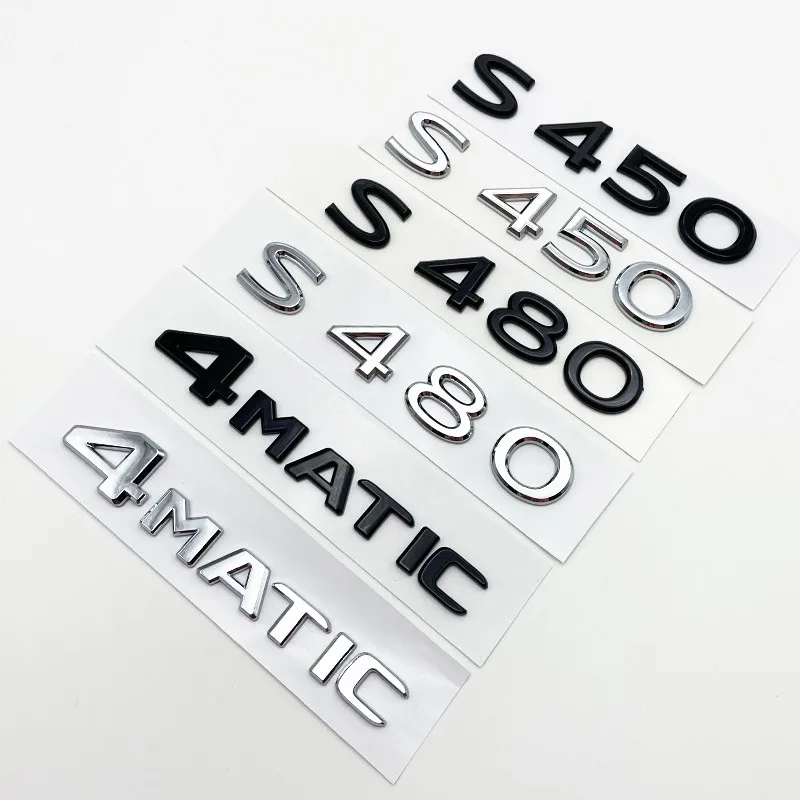 Glossy Black Silver S480 S500 S560 S580 S600 ABS Emblem for Mercedes Benz S W222 W223 Car Side Rear Badge Nameplate Logo Sticker