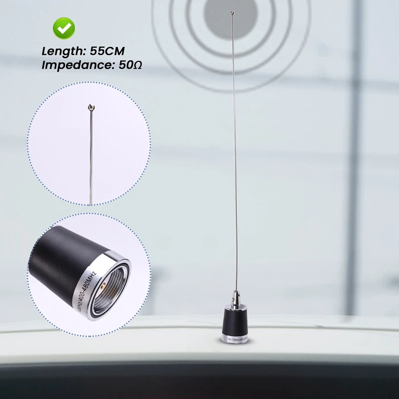 Car NMO Antenna VHF UHF 144/430Mhz Dual Band High Gain Antenna With RG58 Feeder Cable Car Intercom Antenna