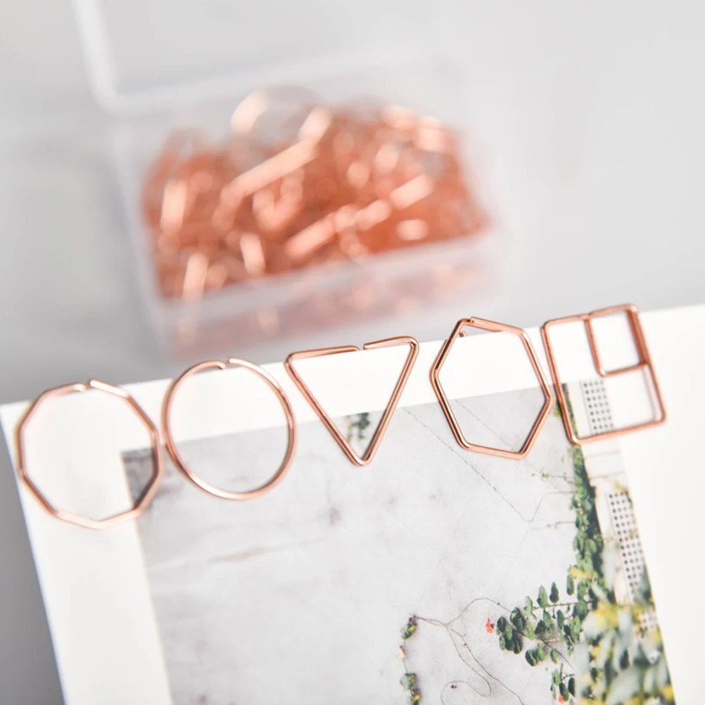

60pcs Paper Multi Use Paperclips Clips Office Desk Decor Stationery Iron Document Mixed Rose Gold File Clip Practical
