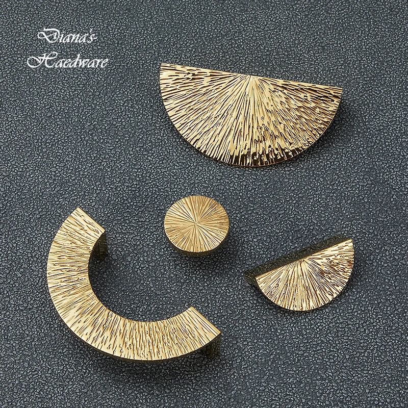 Bright Gold Handles for Furniture Kitchen Cabinet Door Wardrobe Brass Linear Hammer Handle and Knob Luxury Drawer Knobs Handles