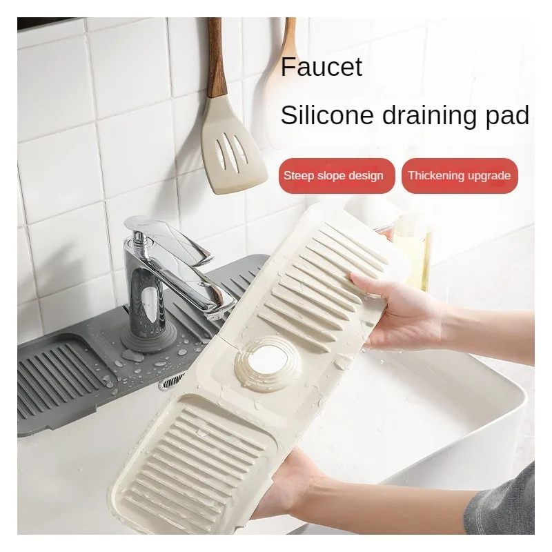 Silicone Faucet Splash Pad Kitchen Foldable Drainage Mat Multipurpose Toilet Soap Storage Slope Design for Rapid Drainage