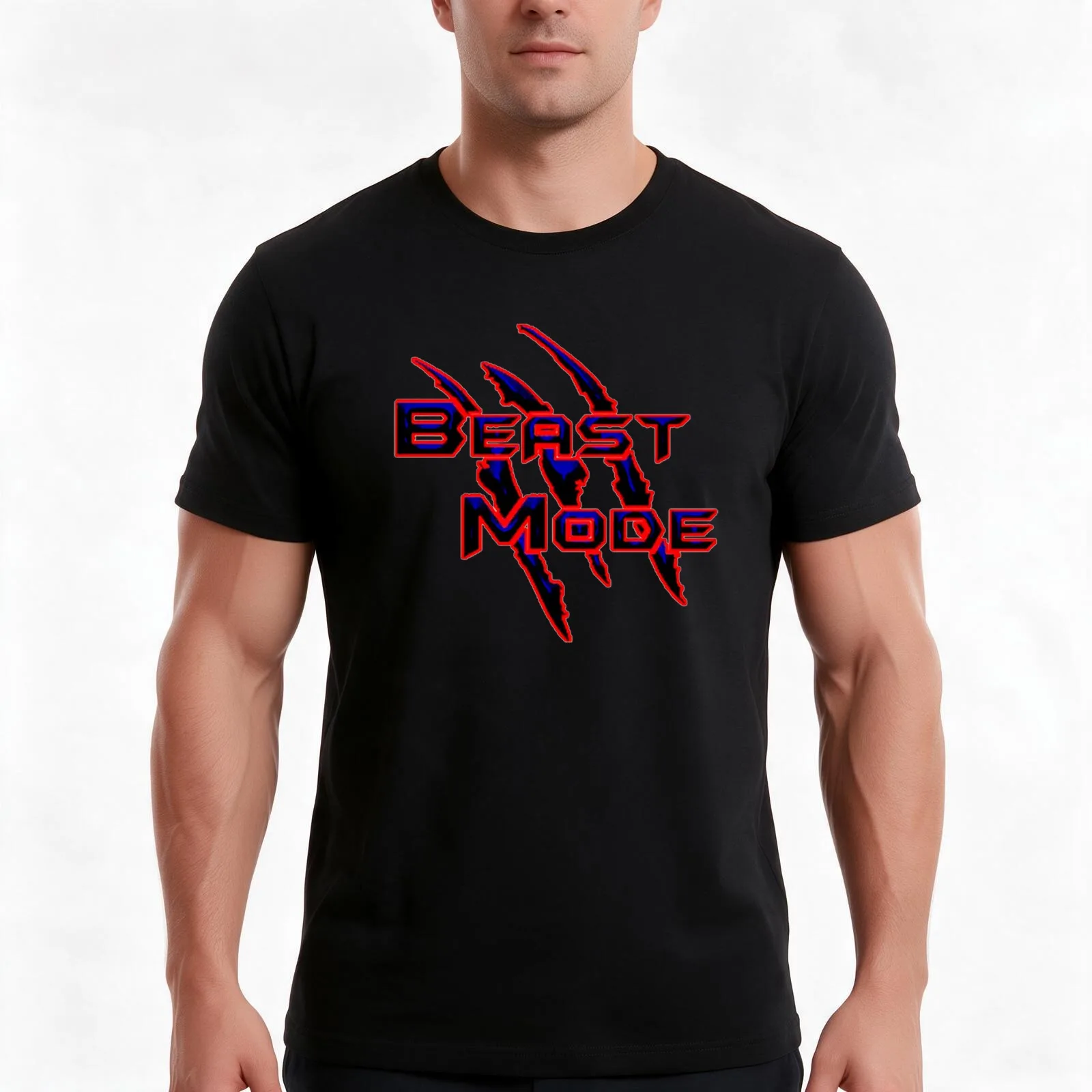 Beast Mode Logo Art Design T-Shirt, Summer Casual Cotton Tee, Oversized Streetwear Tops, Vintage Graphic Print, Unisex Men Women