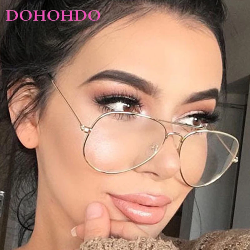 

Trendy Retro Oversized Pilot Metal Women Decorative Glasses Brand Designer Men Eyeglasses Outdoor Travel Eyewear Unisex Lentes