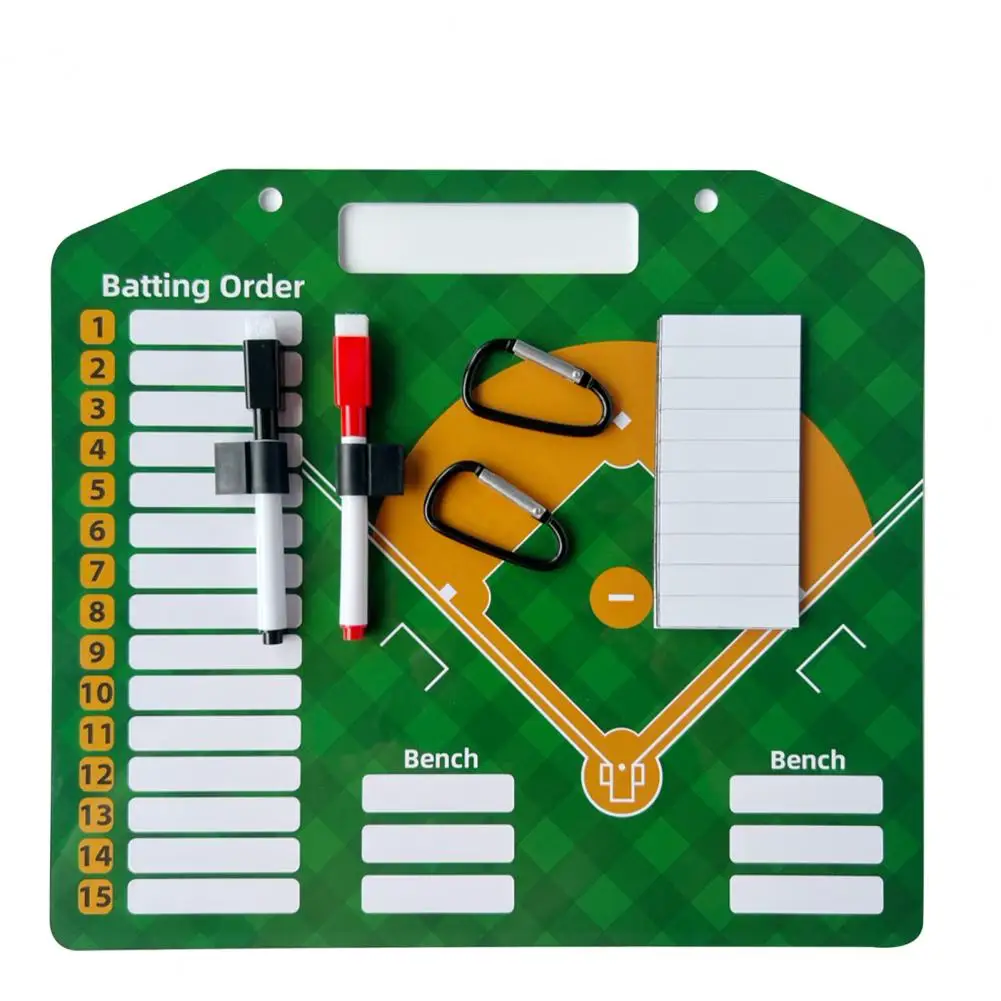 

Baseball Coaching Tool Baseball Coaches Clipboard with 40 Strips Pens Clips Carabiners Dry Erase Lineup Strategy for Coaching