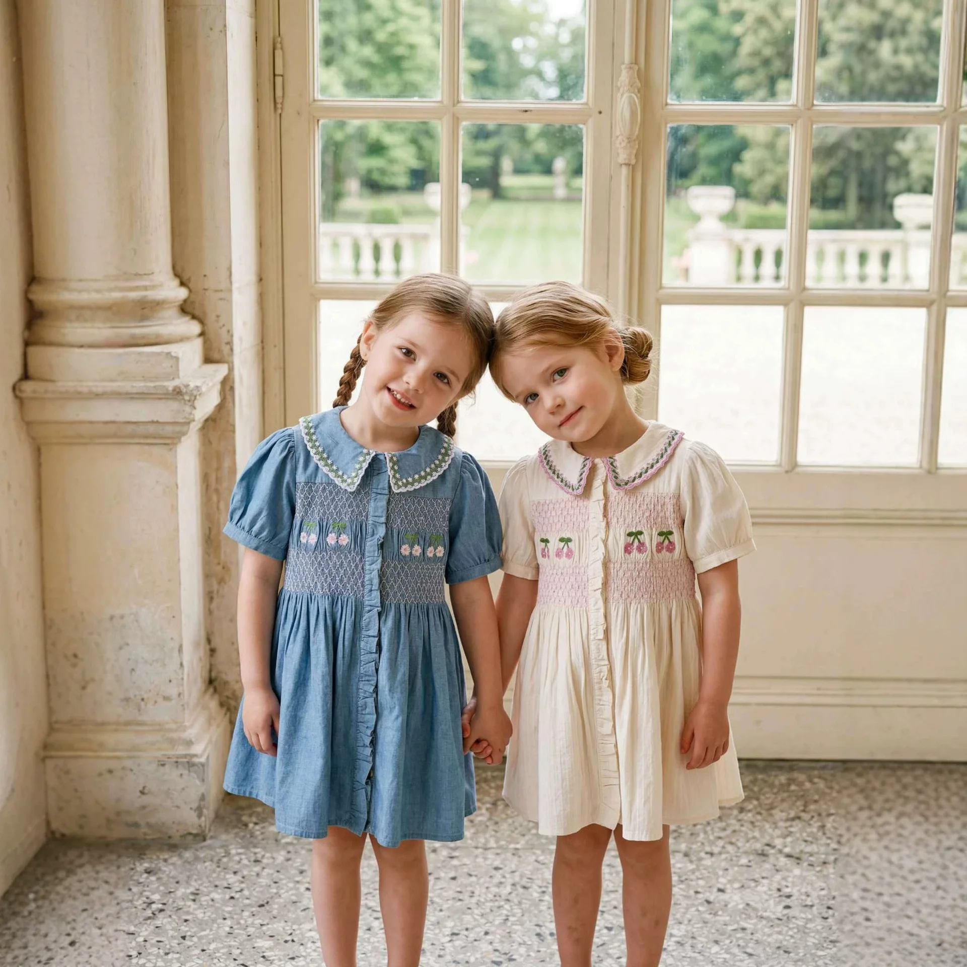 In stock and ready to ship! Children's dress 2026 summer cross-border girl's heavy embroidery flower denim skirt