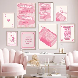 Pink Cream Ace Card Lucky You Poster estetico stampa Wall Art Pictures Canvas Painting soggiorno camera da letto Home Decor Gift