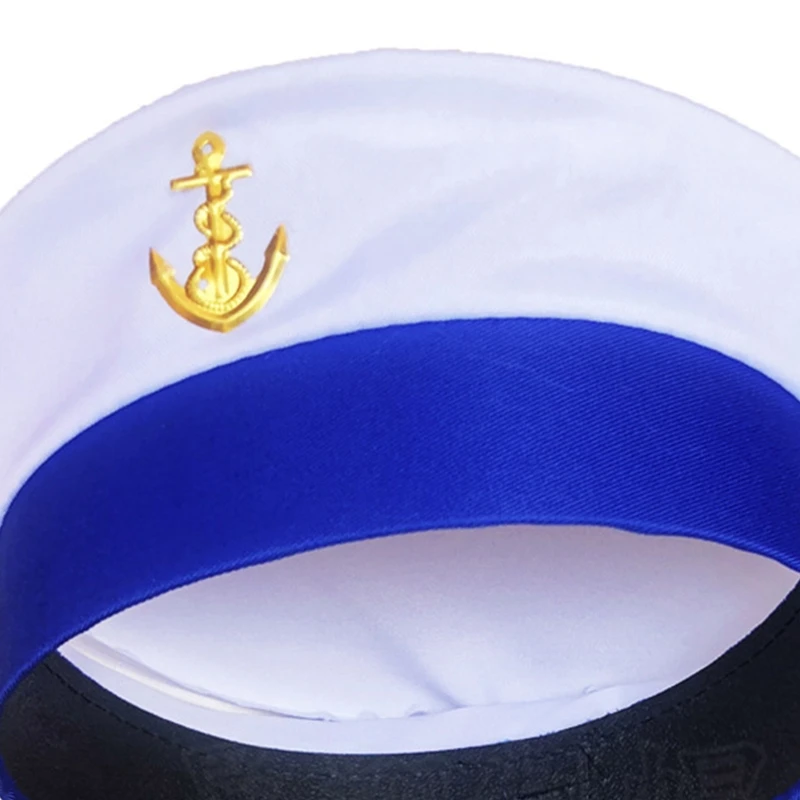 652F Sailor Hat Yacht Captain Hat Sailor Captain Costume Men Navy Marine Hat Adjustable Boat Navy Hat for Adult Kid Men Women