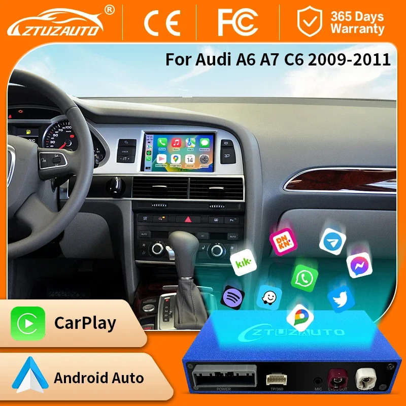 Wireless CarPlay Android Auto Interface for Audi A6 A7 C6 2009-2011 Mirror Link AirPlay Navigation Compatible with iOS & Android