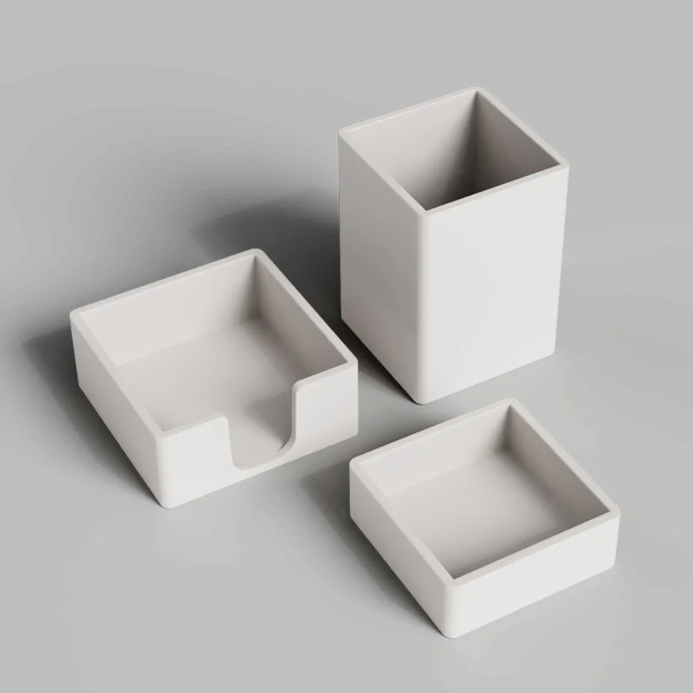 3Pcs/Set Practical Silicone Pen Holder Desk Organizer Space Saving Desktop Storage Box Note Tray Sticky Note Holder Home Office