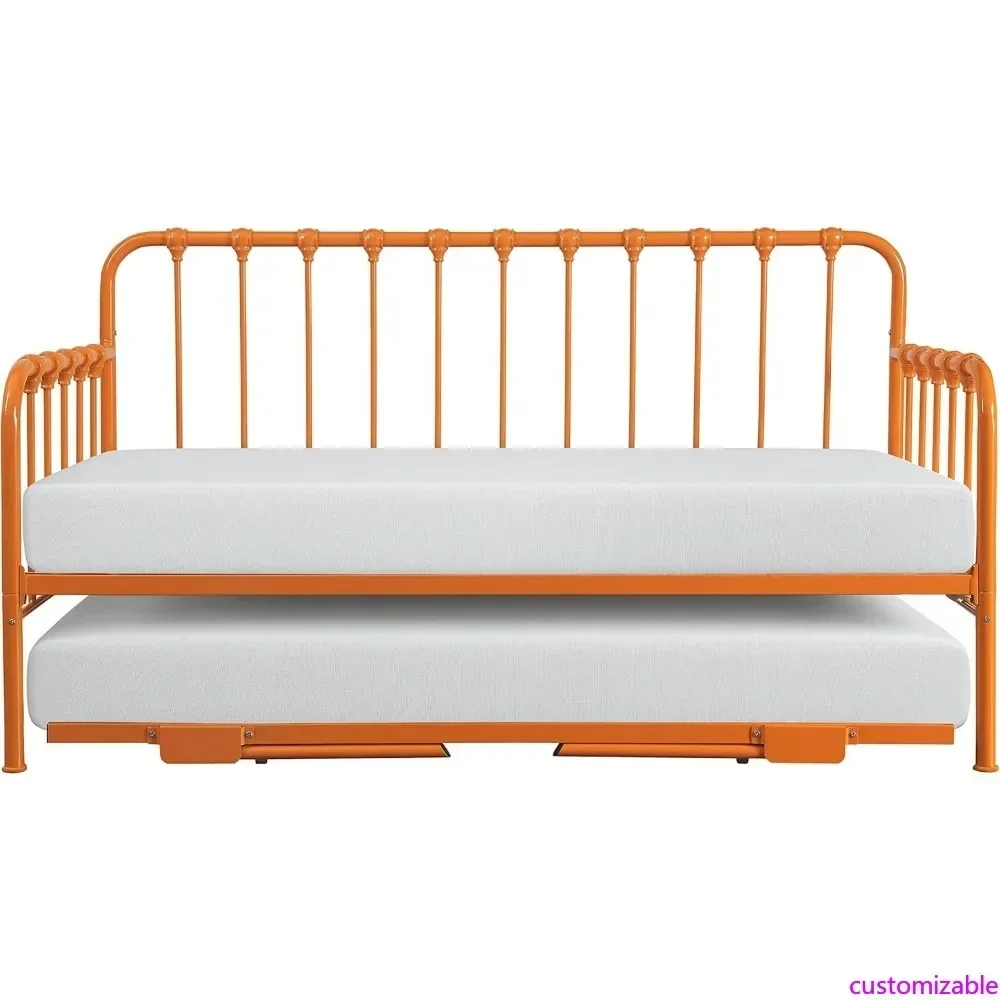 

Хит продаж: Металлическая кровать-диван размера Twin с выдвижным спальным местом и стальной решеткой, простая сборка, многофункциональная мебель