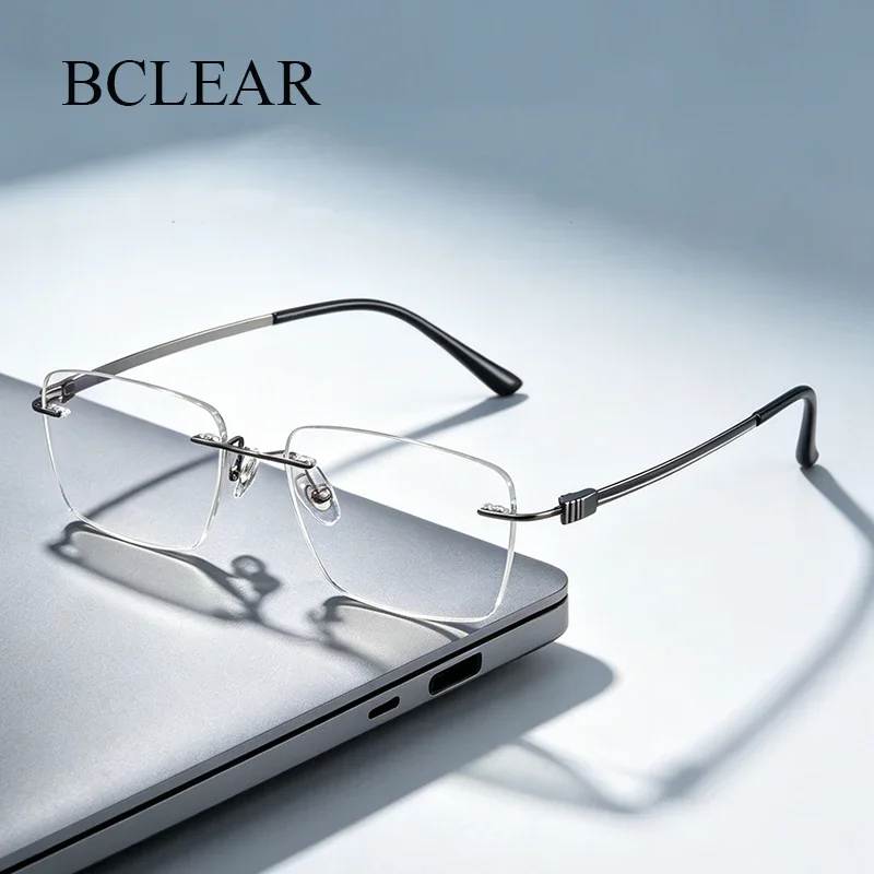 

BCLEAR Ultra-light Business Rimless Glasses Frame Men Super Light Luxury Pure Titanium Simple Male's Glasses Frames 2026 New
