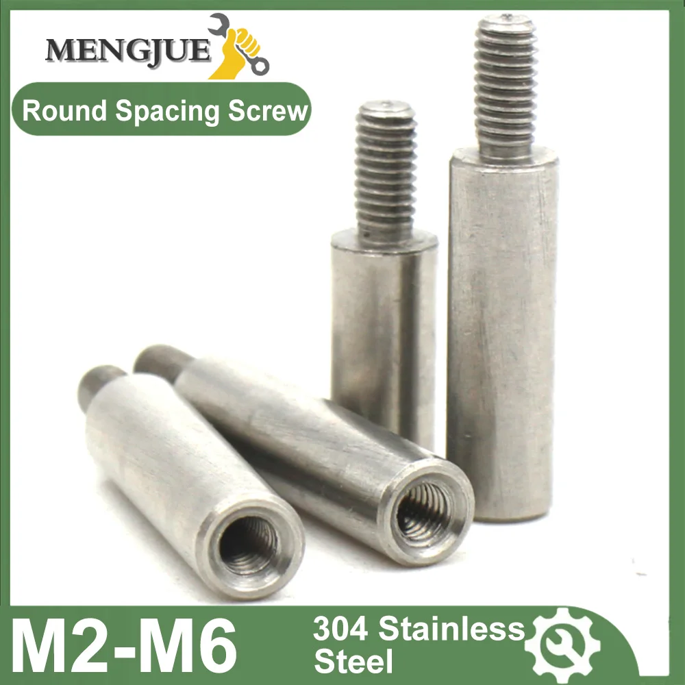 M2 M2.5 M3 M4 M5 M6 *L+4/6/8mm Okrągły kołek ze stali nierdzewnej 304 z pojedynczym końcem i przedłużoną nakrętką Adapter dystansowy z gwintem męskim i żeńskim