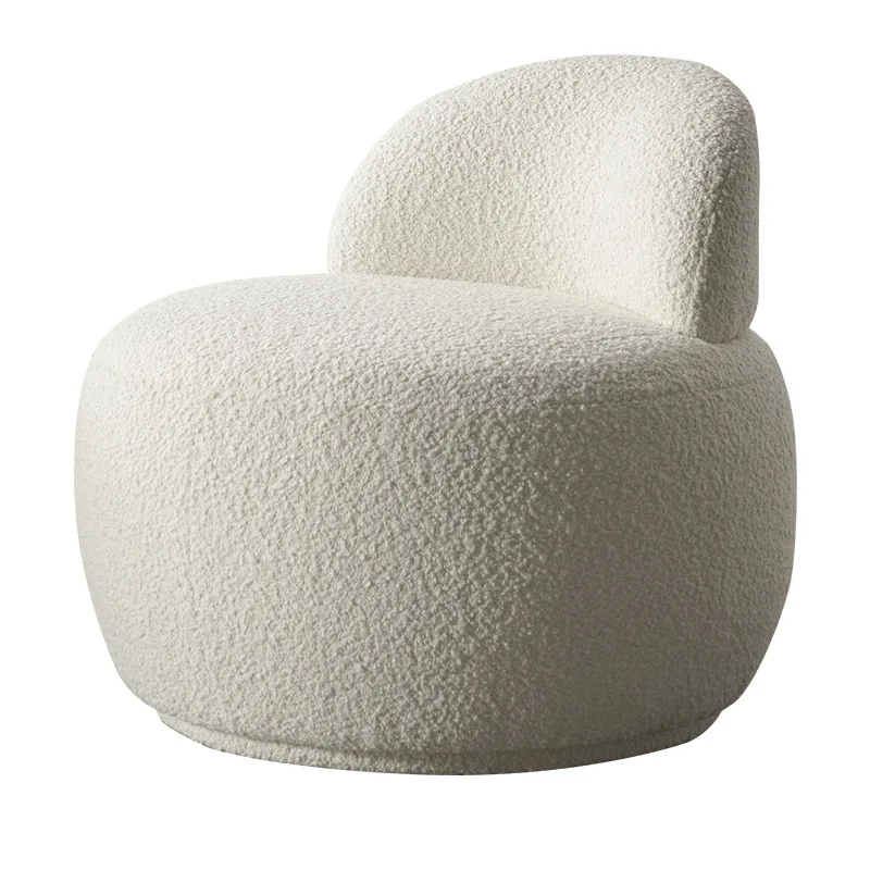 Light luxury minimalist teddy velvet sofa chair white single chair casual sofa chair light luxury living room bedroom home