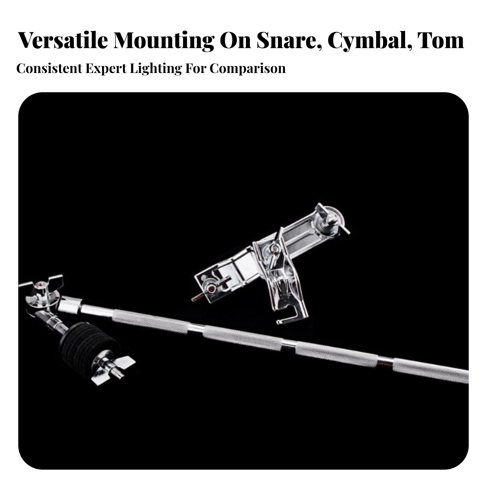 Drum Hardware Extension Clamp Metal Drum Kit Clamp with Rod Versatile Sturdy for Drummers, Stage, Rehearsal Rooms