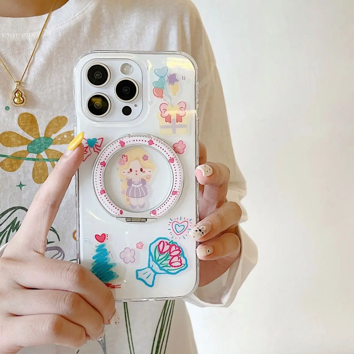 INS الكرتون لطيف الأرجواني فستان فتاة صغيرة بالتنقيط الغراء محور نقطة جراب هاتف آيفون 17 برو ماكس 14 15 16 برو ماكس مكافحة سقوط غطاء #2