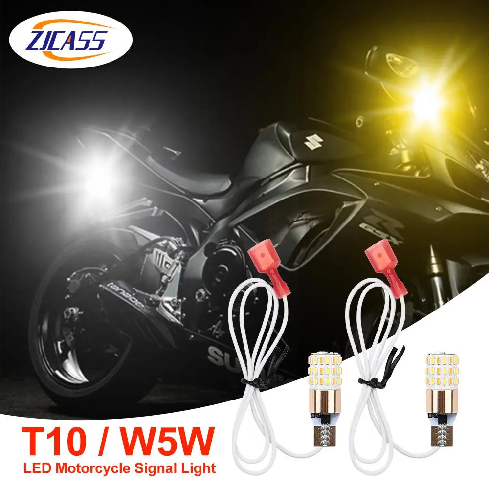 LED Motorcycle Signal Light T10 Width Indicator White Yellow Two-color Turn Signal T15 3014 W5W Tail Bulb Motorcycle Accessories